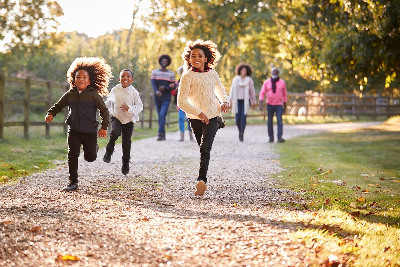 Children running in a park