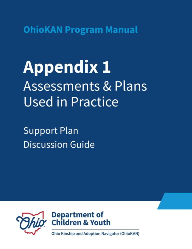 Program Guidebook Appendix Appendix: Support Plan Discussion Guide – OhioKAN Program Manual